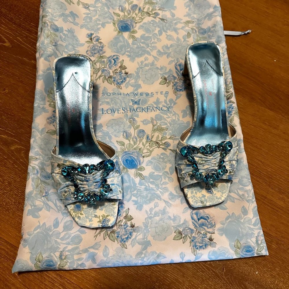 Sophie Webster x LoveShackFancy Margaux Crystal Embellished Slide Sandal